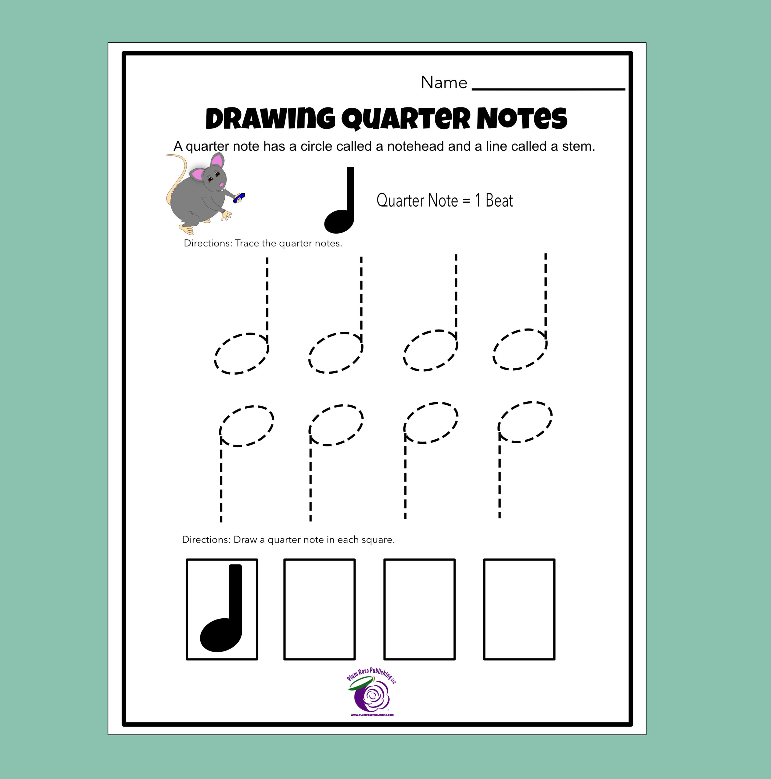 Draw a Quarter Note Worksheet